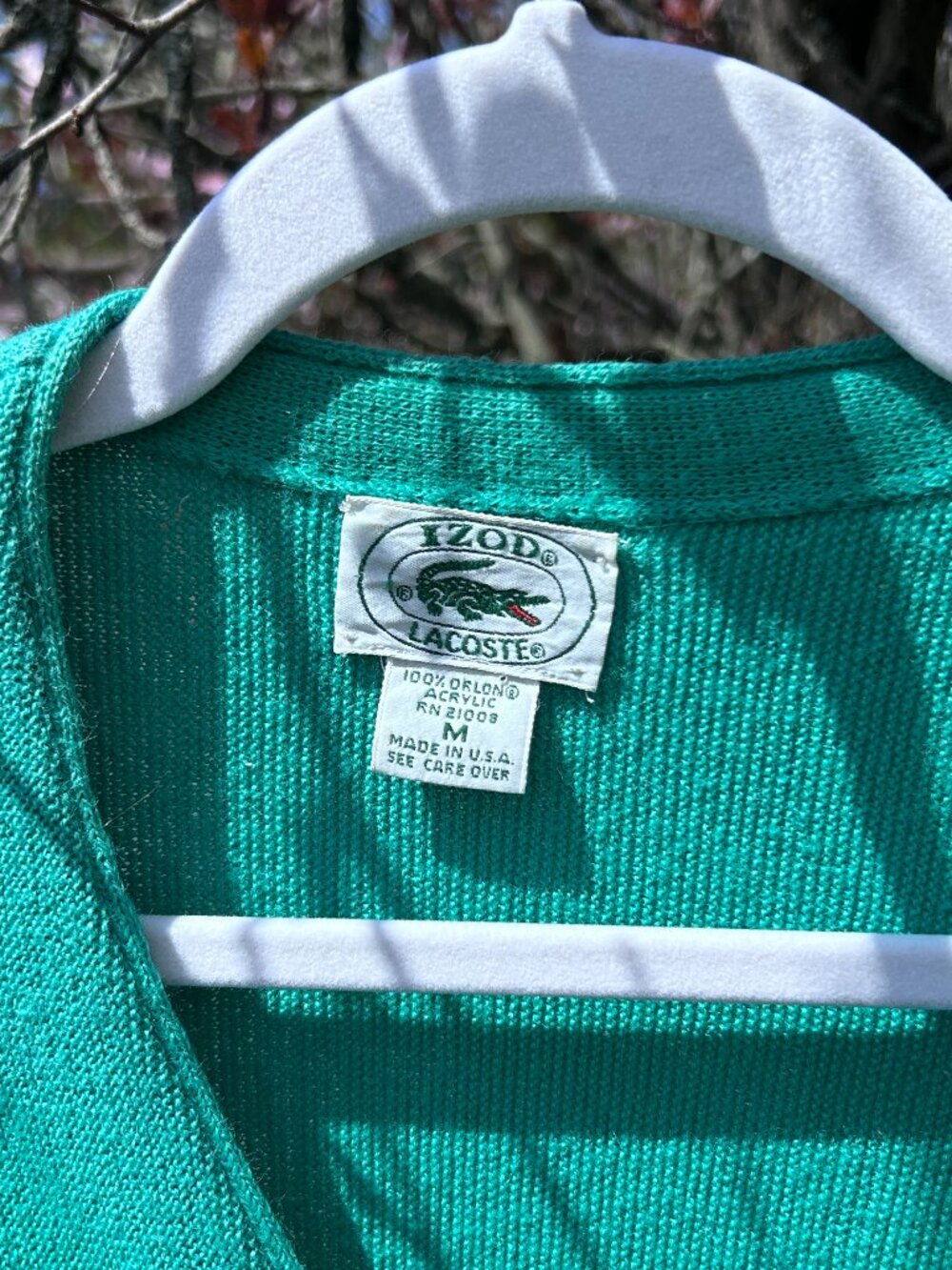 Vintage 80s Izod Lacoste Logo Knit Cardigan Sweater G… - Gem